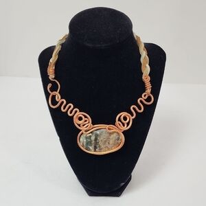 Copper and Stone Ornate Ethnic Style Necklace Handnade